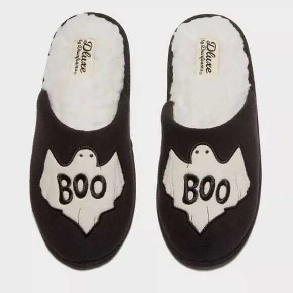 Dearfoams Boo Ghosts Halloween Memory Foam Slippers Sz 5-6 - Picture 1 of 4